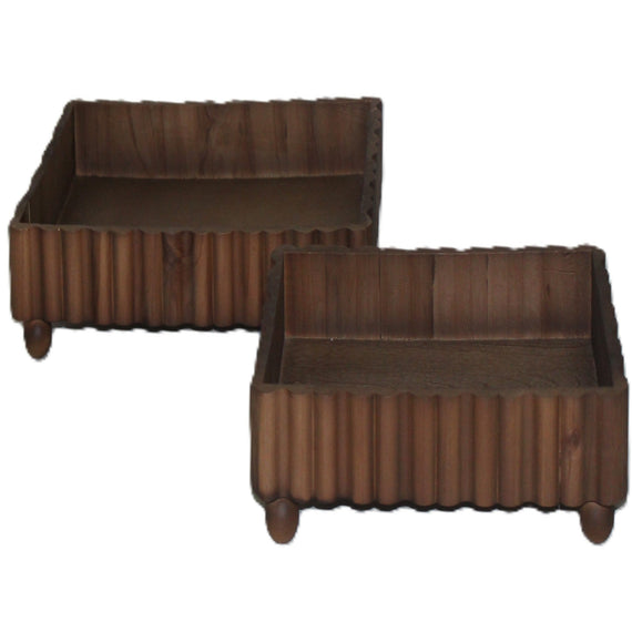 Rectangular Wooden Trays w/legs Set of 2