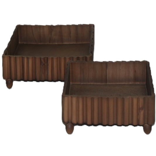 Rectangular Wooden Trays w/legs Set of 2