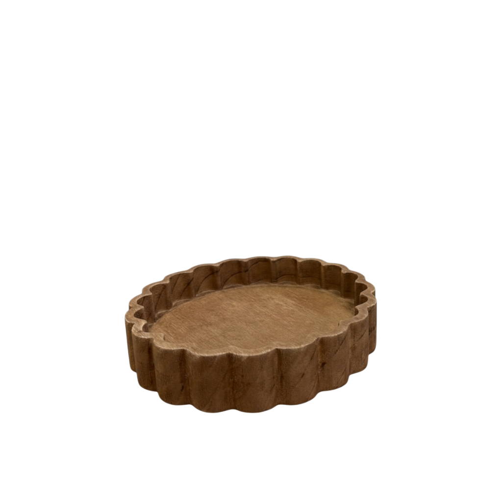 T105 Scalloped Wood Tray 6" x 6" x 1.75" PK 4
