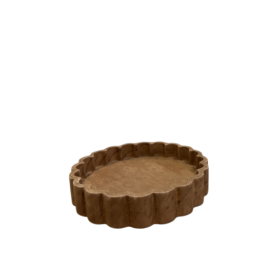T105 Scalloped Wood Tray 6" x 6" x 1.75" PK 4