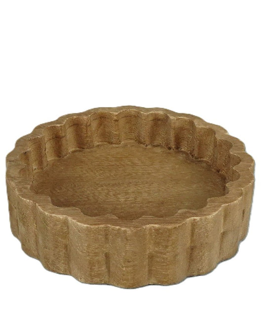 Scalloped Wood Tray 6" x 6" x 1.75"