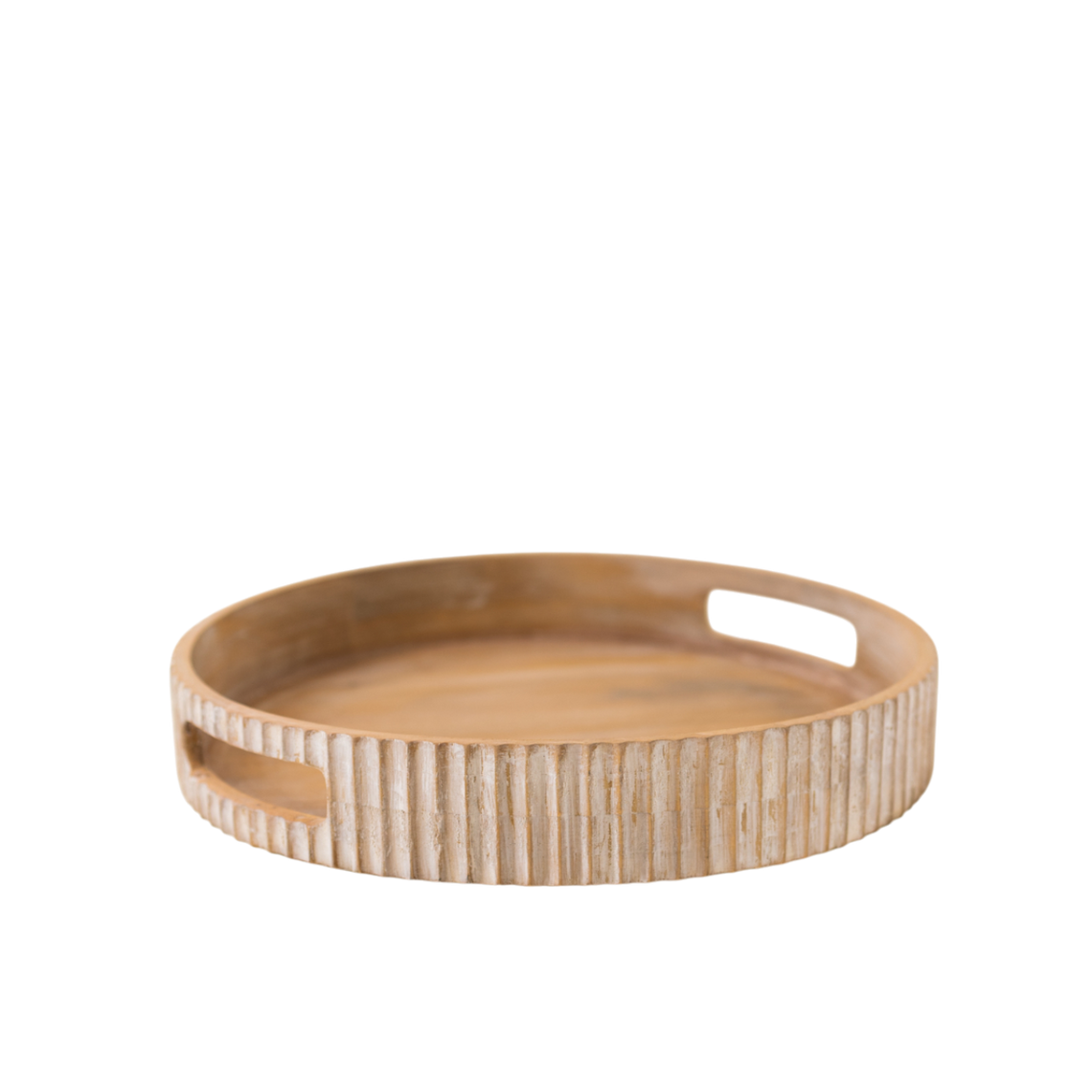T108 Ribbed Wood Tray w/Handles 10" x 9.75" x 2" PK 6