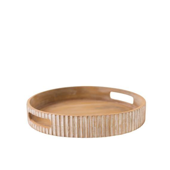 T108 Ribbed Wood Tray w/Handles 10" x 9.75" x 2" PK 6