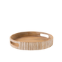 T108 Ribbed Wood Tray w/Handles 10" x 9.75" x 2" PK 6