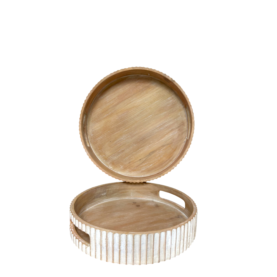 T108 Ribbed Wood Tray w/Handles 10" x 9.75" x 2" PK 6