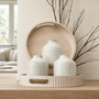 CM113 Ceramic Chevron Vase - White/Natural 4" x 3.5" x 5" PK 4