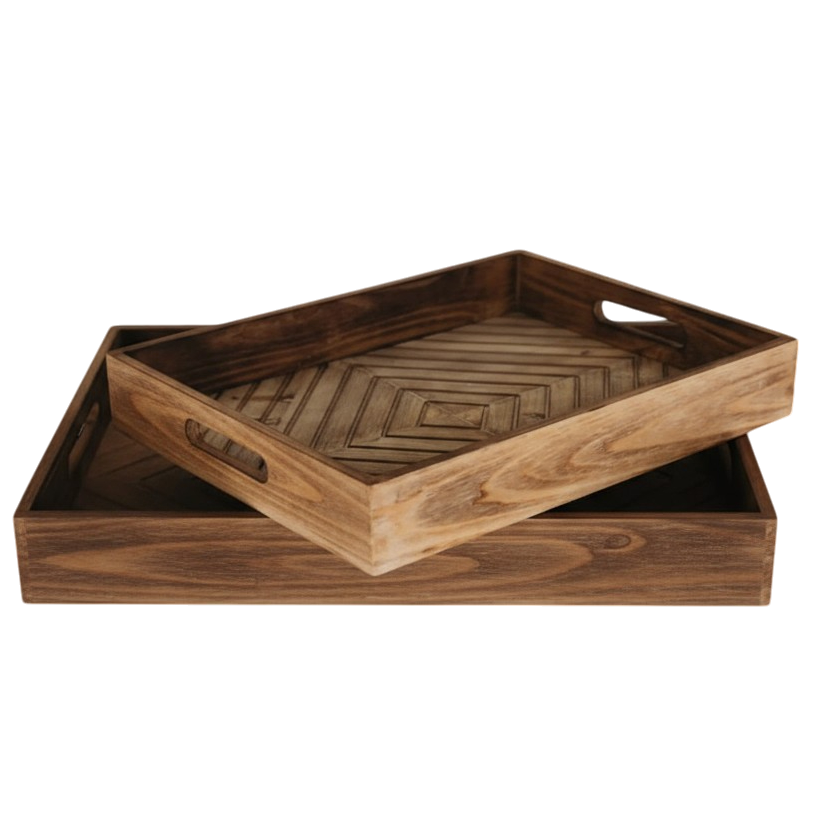 T110 Patterned Tray (Set of 2) 16" x 11.5" x 2.5" & 18" x 13.5" x 2.75" PK 2