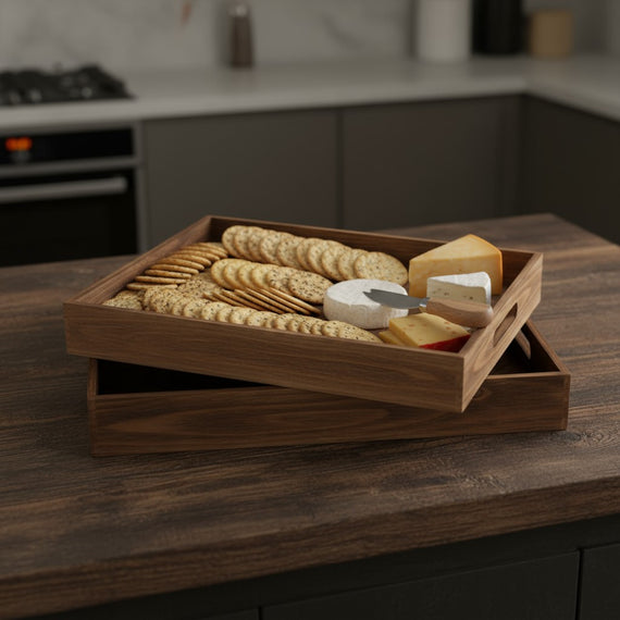 T110 Patterned Tray (Set of 2) 16" x 11.5" x 2.5" & 18" x 13.5" x 2.75" PK 2
