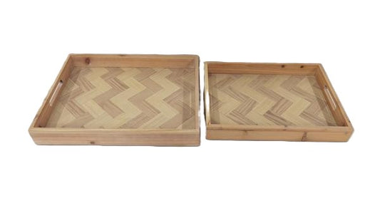 Rectangular Wooden Trays Set of 2