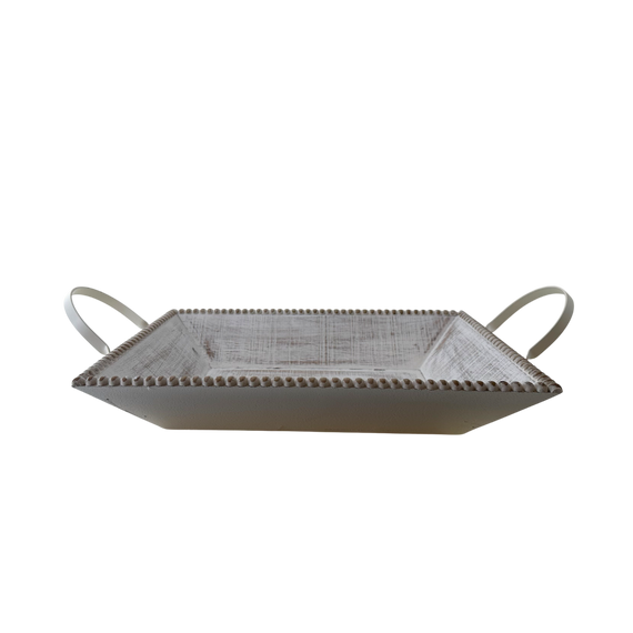 T112 Wood Tray w/Handles- White Wash 20.5" x 11.75" x 5" PK 2