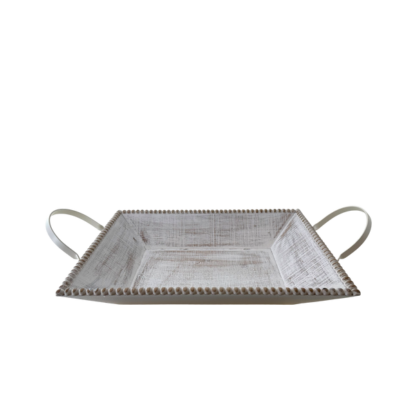 T112 Wood Tray w/Handles- White Wash 20.5" x 11.75" x 5" PK 2