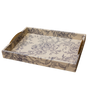 T113 Fabric Wrapped Tray - Cream/Blue 15.25" x 12" x 2.75" PK 2