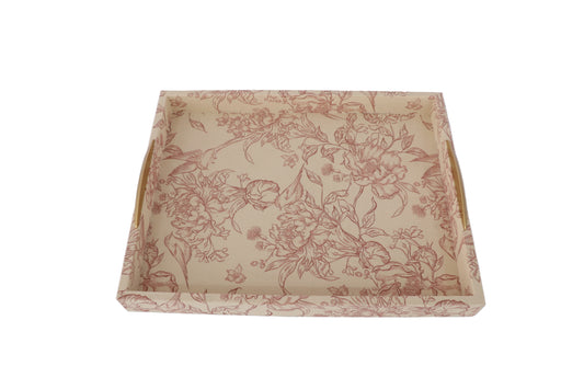 Fabric Wrapped Tray  - Cream/Red
