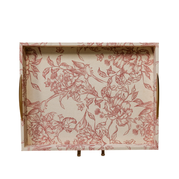 T114 Fabric Wrapped Tray - Cream/Red 18" x 14" x 2" PK 2