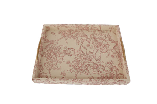 T114 Fabric Wrapped Tray - Cream/Red 17.75" x 13.75" x 2.5"