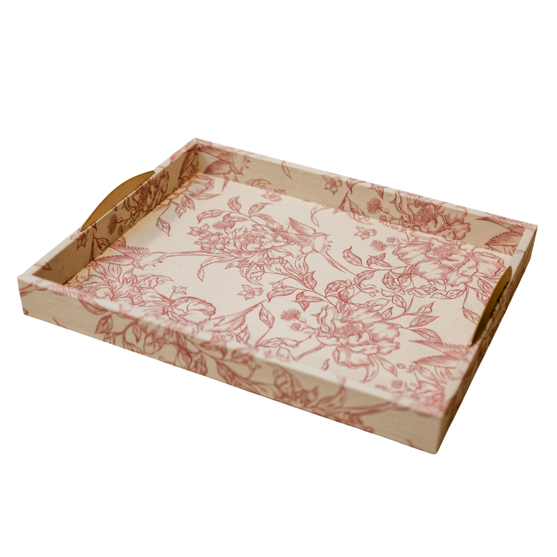 T114 Fabric Wrapped Tray - Cream/Red 18" x 14" x 2" PK 2