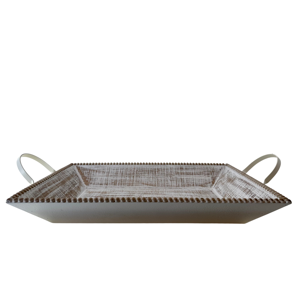 T115 Wood Tray w/Handles- White Wash 24.5" x 13" x 4.5" PK 2
