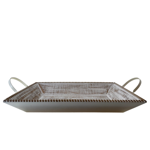 T115 Wood Tray w/Handles- White Wash 24.5" x 13" x 4.5" PK 2