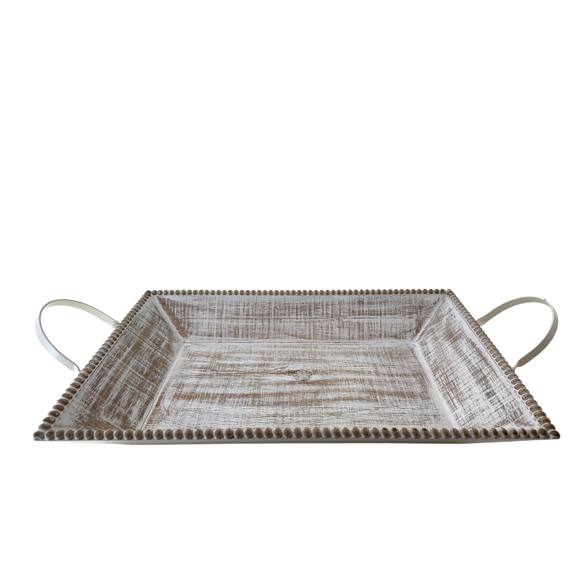 T115 Wood Tray w/Handles- White Wash 24.5" x 13" x 4.5" PK 2