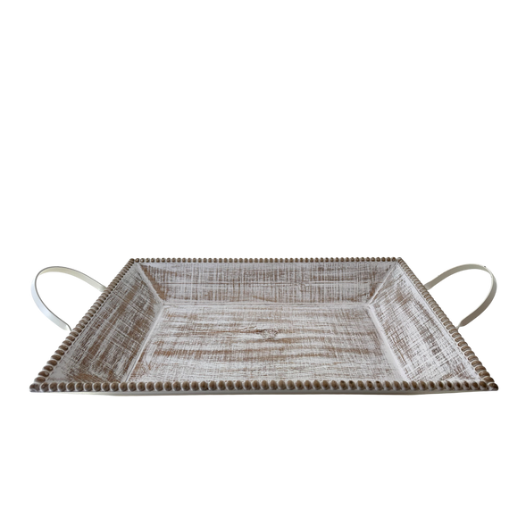 T115 Wood Tray w/Handles- White Wash 24.5" x 13" x 4.5" PK 2