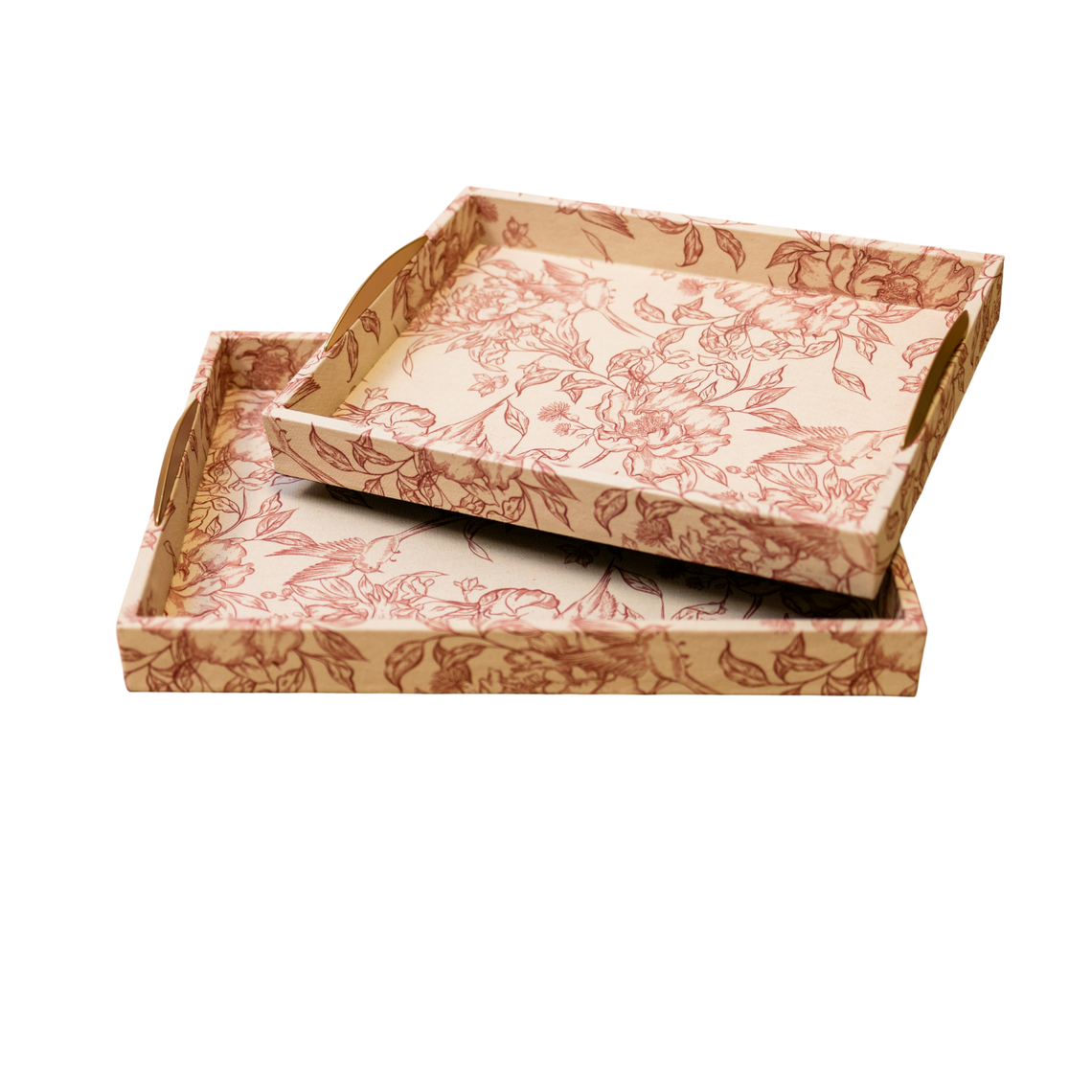 T116 Fabric Wood Trays - (Set of 2) 15.75" X 12" X 2.5" & 17.75" X 13.75" X 2.5" PK 2