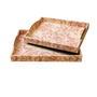 T116 Fabric Wood Trays - (Set of 2) 15.75" X 12" X 2.5" & 17.75" X 13.75" X 2.5" PK 2