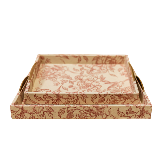 T116 Fabric Wood Trays - (Set of 2) 15.75" X 12" X 2.5" & 17.75" X 13.75" X 2.5" PK 2