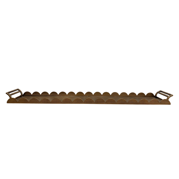 T117 Scalloped Metal Tray - Gold 38.25" x 7" x 2.25" PK 2