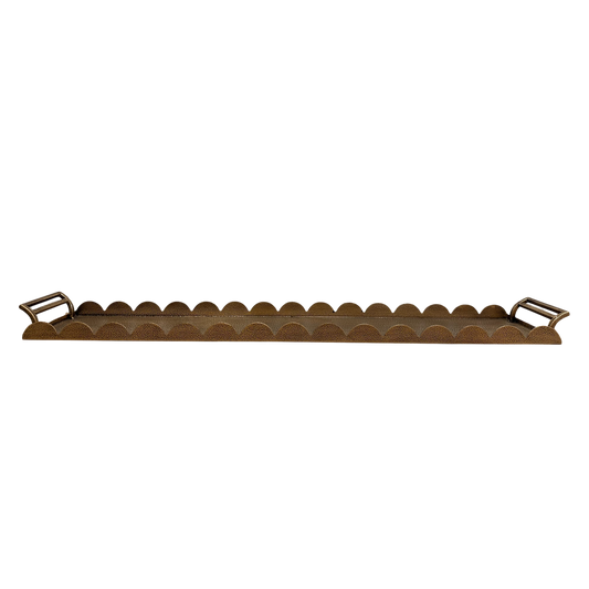 T117 Scalloped Metal Tray - Gold 38.25" x 7" x 2.25" PK 2