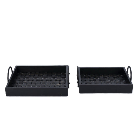 Wooden Tray - Black Set of 2