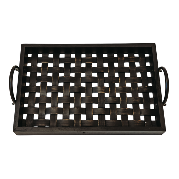T119 Wood Tray - Black (Set of 2) 16.5" x 9.75" x 5.25" & 19.5" x 12.25" x 5.25" PK 1