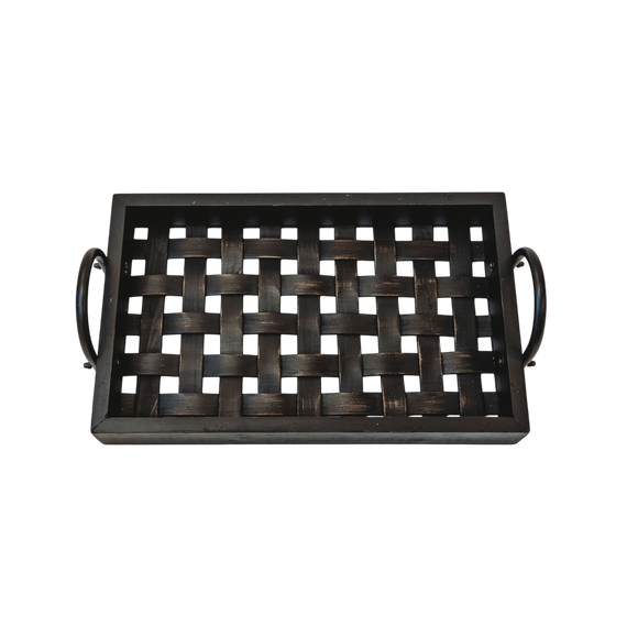 T119 Wood Tray - Black (Set of 2) 16.5" x 9.75" x 5.25" & 19.5" x 12.25" x 5.25" PK 1