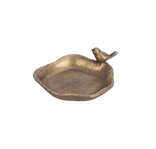 Metal Bird Dish - Gold
