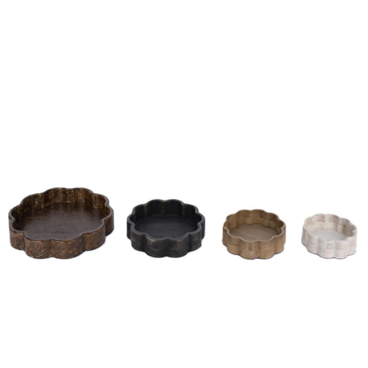 Wooden Scalloped Trays - Set of 4
