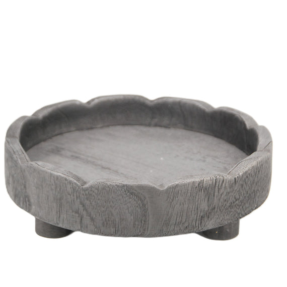 Wooden Scallop Tray w/Legs - Black