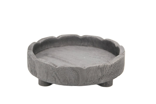 Wooden Scallop Tray w/Legs - Black