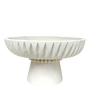 T129 Wood Ribbed Pedestal Tray - White 11.25" x 11.25" x 6" PK 2