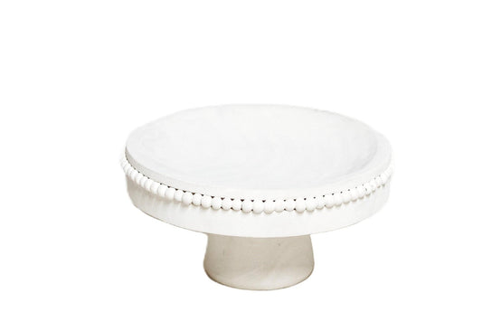 T130 Wood Beaded Pedestal Tray - White 22" x 13.25" x 19.75"
