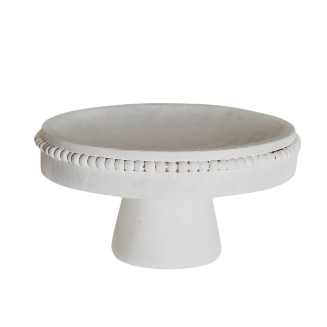 T130 Wood Beaded Pedestal Tray - White 12.25" x 12.5" x 6.5" PK 2