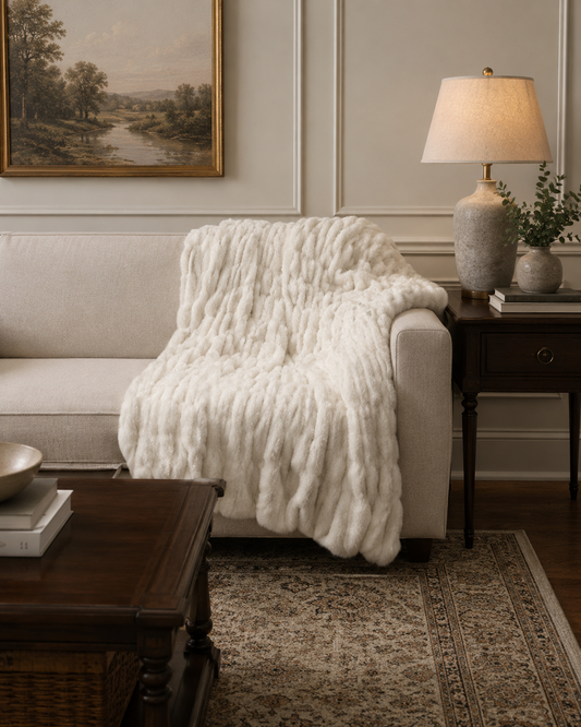 THR100 Soft Cozy White Throw 50" x 60" PK2
