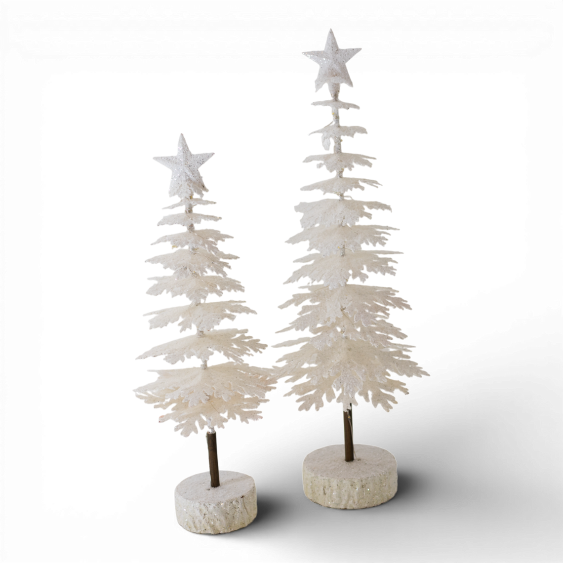 TR119 Lighted Snow Tree, 5.5" x 5.5" x 16" & 6.5" x 6.5" x 22", Set of 2 PK1