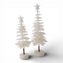 TR119 Lighted Snow Tree, 6" x 6" x 16" & 6.75" x 6.75" x 20", Set of 2 PK1