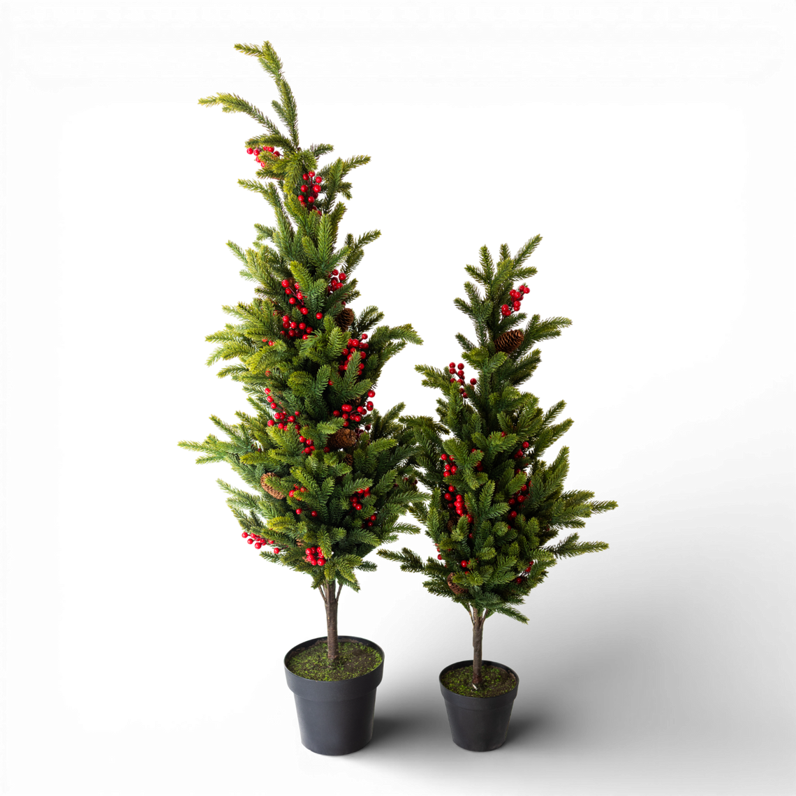 TR127 Potted Real Touch Fir Tree w/Red Berries 40" & 54" PK1