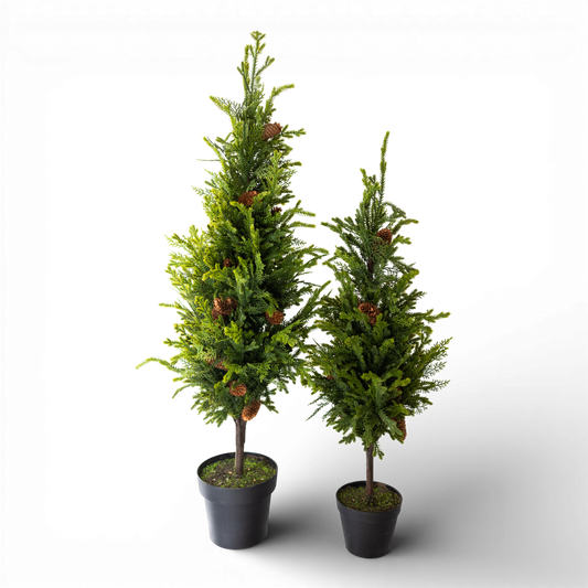 TR128 Potted Real Touch Cypress Spruce Tree 38" & 48" (Set of 2) PK1