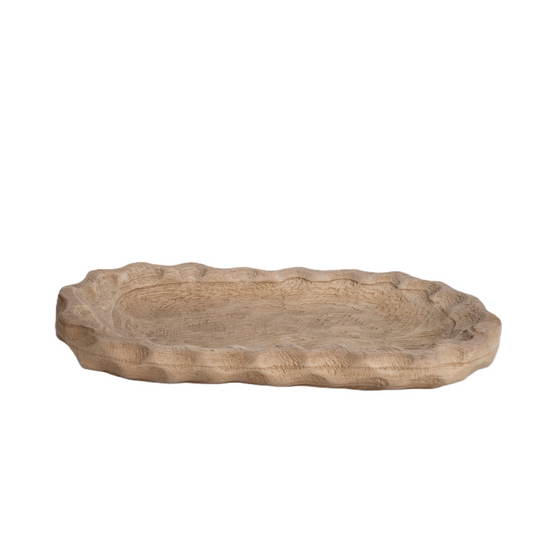 T125 Wood Scalloped Dough Bowl - Natural 12.5" x 5.5" x 1.75"