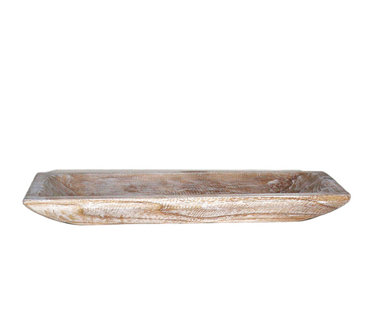 N175 Wood Dough Bowl - Antique White 19" x 8.25" x 21.5"