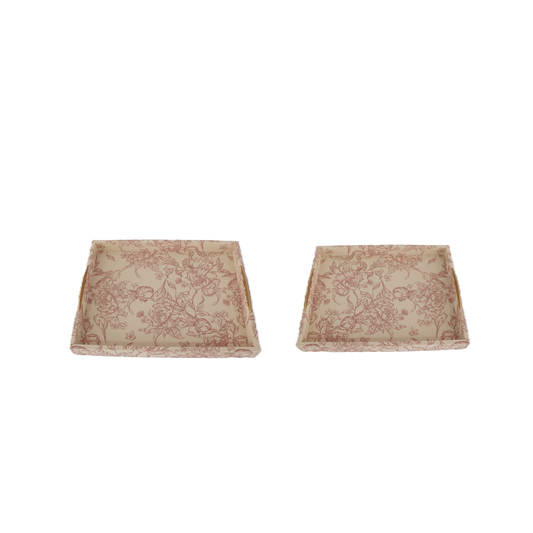 T116 Fabric Wood Trays - (Set of 2) 17.75" x 13.75" x 2.5" & 15.75" x 11.75" x 2.5"