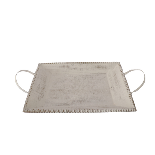 T115 Wood Tray w/Handles- White Wash 24.5" x 13.75" x 4.5"