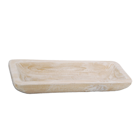 N160 Wood Dough Bowl - Antique White 17.75" x 14" x 13.75"