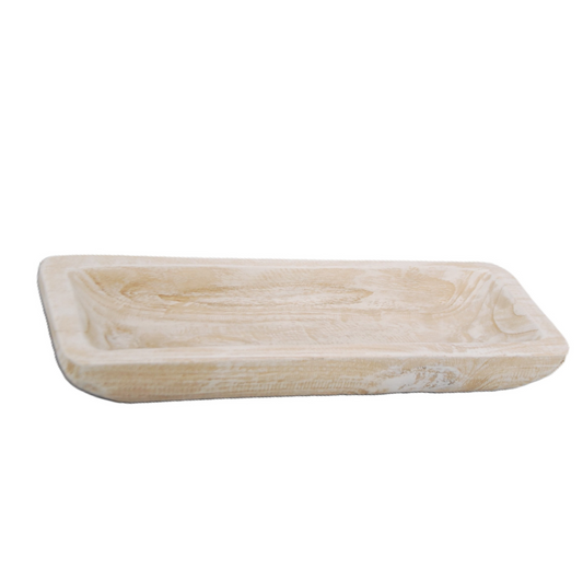 N160 Wood Dough Bowl - Antique White 17.75" x 14" x 13.75"